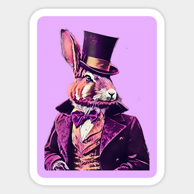 The Victorian Portrait, Vintage Bunny, Art, Vintage Bunny Portrait Sticker by Fuse2design